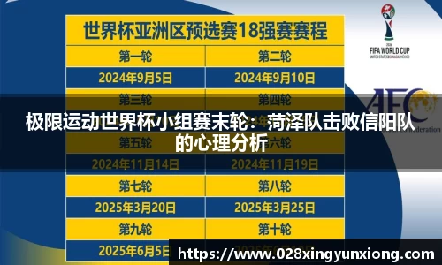 极限运动世界杯小组赛末轮：菏泽队击败信阳队的心理分析