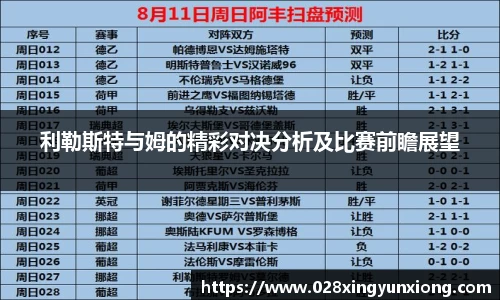 利勒斯特与姆的精彩对决分析及比赛前瞻展望