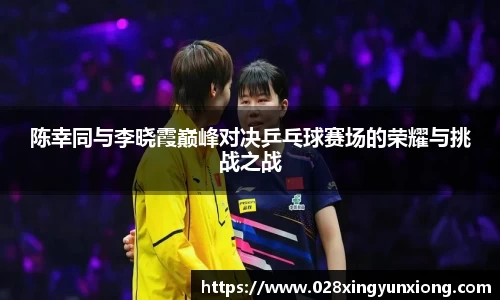 陈幸同与李晓霞巅峰对决乒乓球赛场的荣耀与挑战之战